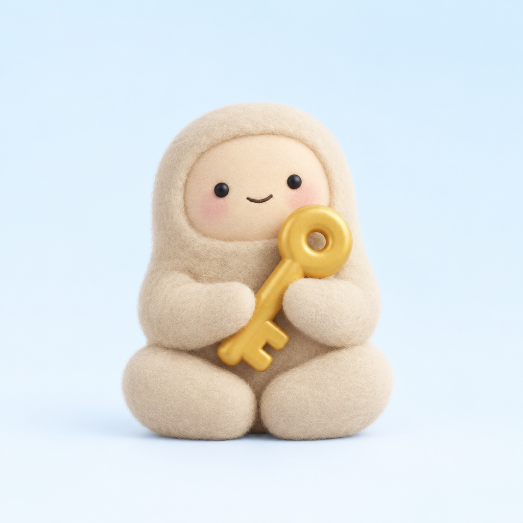 MUSELOOP mascot holding a key